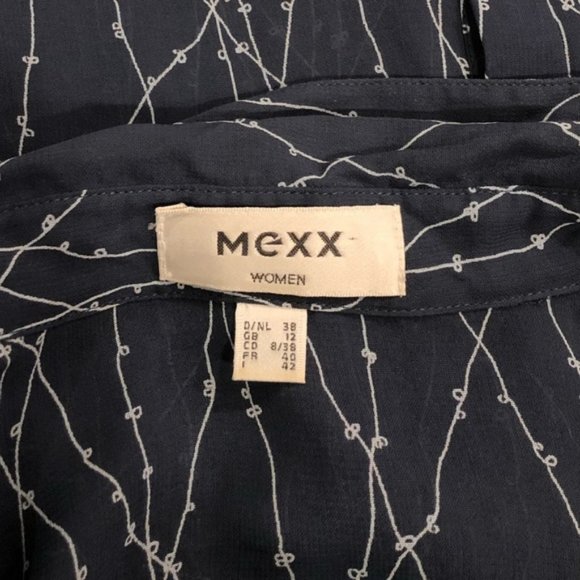 Mexx Semi Sheer Printed Pocket Shirt Blue Women’s Size Medium - Picture 4 of 8